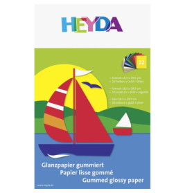 Heyda 204875306  Glanzpapier-Bastelmappe (Buntpapier)  weiß, sonnengelb, orange, mittelrot,  dunkelgrün, mittelgrün, k
