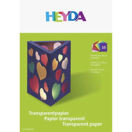Heyda 204875406  Transparentpapier-Bastelmappe „Drachenpapier  weiß, pink, mittelrot, orange, braun, zitronengelb, mit