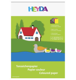 Heyda 2047120  Tonzeichenblock  sonnengelb, mittelrot, pink, flieder, maigrün, dunkelgrün, dunkelblau, mittelbraun, an