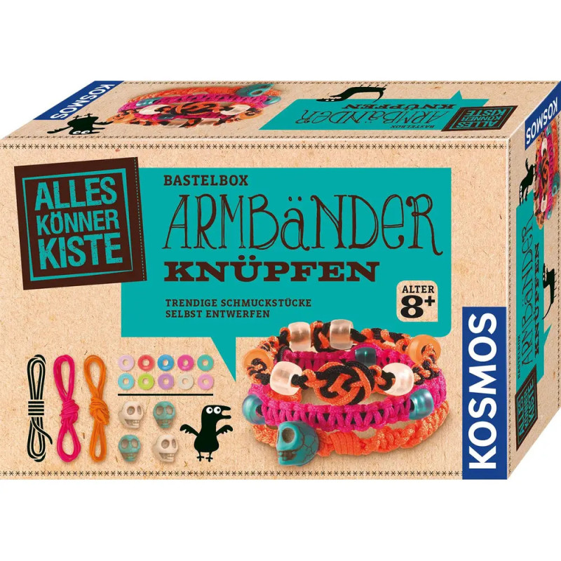 Box für Armband-Set mit bunten Fäden, Perlen und Musterarmbändern, geeignet ab 8 Jahren. Box für Armband-Set mit bunten Fäden, Perlen und Musterarmbändern, geeignet ab 8 Jahren.