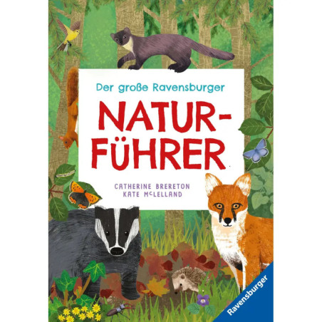 Buchcover mit gezeichneten Tieren und Pflanzen, Titel: Der große Ravensburger Naturführer.