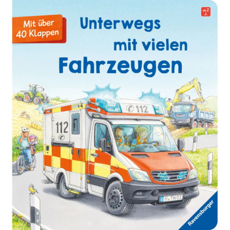 Illustrierter Buchumschlag mit Krankenwagen, Radfahrer und Baufahrzeugen im Hintergrund.