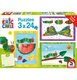 Schmidt Spiele 56430 Puzzle Kleine Raupe Nimmersatt Raupe-Kokon-Schmetterling 3x24 Teile
