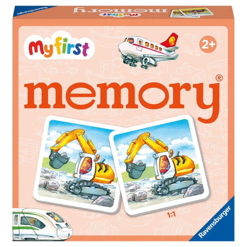 Box meines ersten Memoryspiels ab 2 Jahren, mit passenden Karten und Bagger-Abbildung. Box meines ersten Memoryspiels ab 2 Jahren, mit passenden Karten und Bagger-Abbildung.