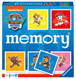 PAW Patrol Memory-Spiel: Box mit bunten Karten, die Cartoon-Charaktere zeigen, und großem Schriftzug memory.
