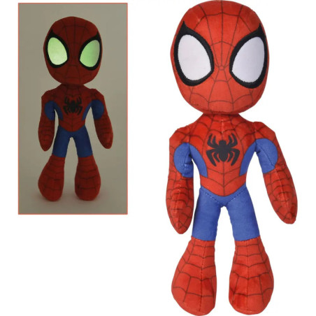 Plüsch-Spinnenmann mit weißen Augen, die im Dunkeln grün leuchten (im kleinen Bild gezeigt). Plüsch-Spinnenmann mit weißen Augen, die im Dunkeln grün leuchten (im kleinen Bild gezeigt).