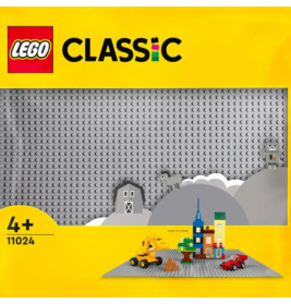 LEGO Classic Set mit grauer Bauplatte, kleinen Modellen und Altersempfehlung ab 4 Jahren auf der Verpackung.