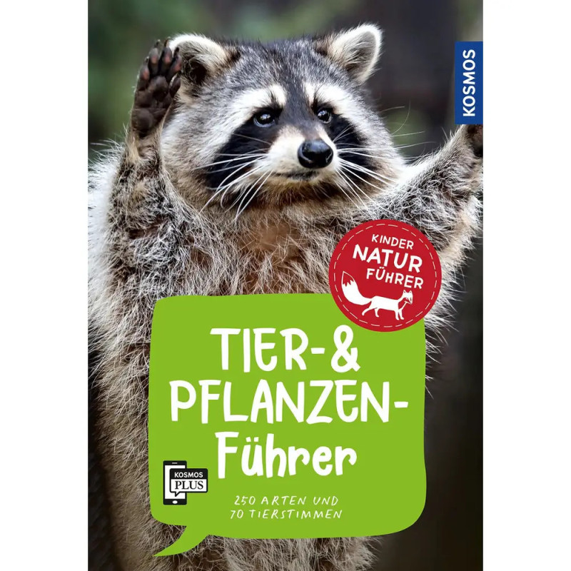 Waschbär mit erhobenen Pfoten auf dem Cover eines deutschen Naturführers: Tier- & Pflanzen-Führer.