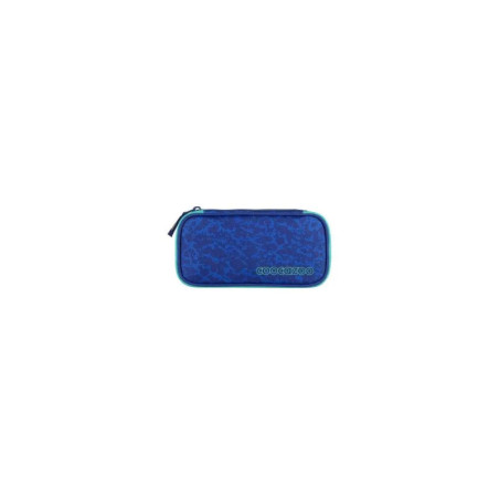 Blaues, rechteckiges COOCAZOO-Schlampermäppchen mit Reißverschluss und dezentem Camouflage-Muster.