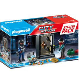Playmobil City Action Starter Pack mit Polizist, Dieb, Tresor und Zubehör. Für Kinder von 4 bis 10 Jahren.
