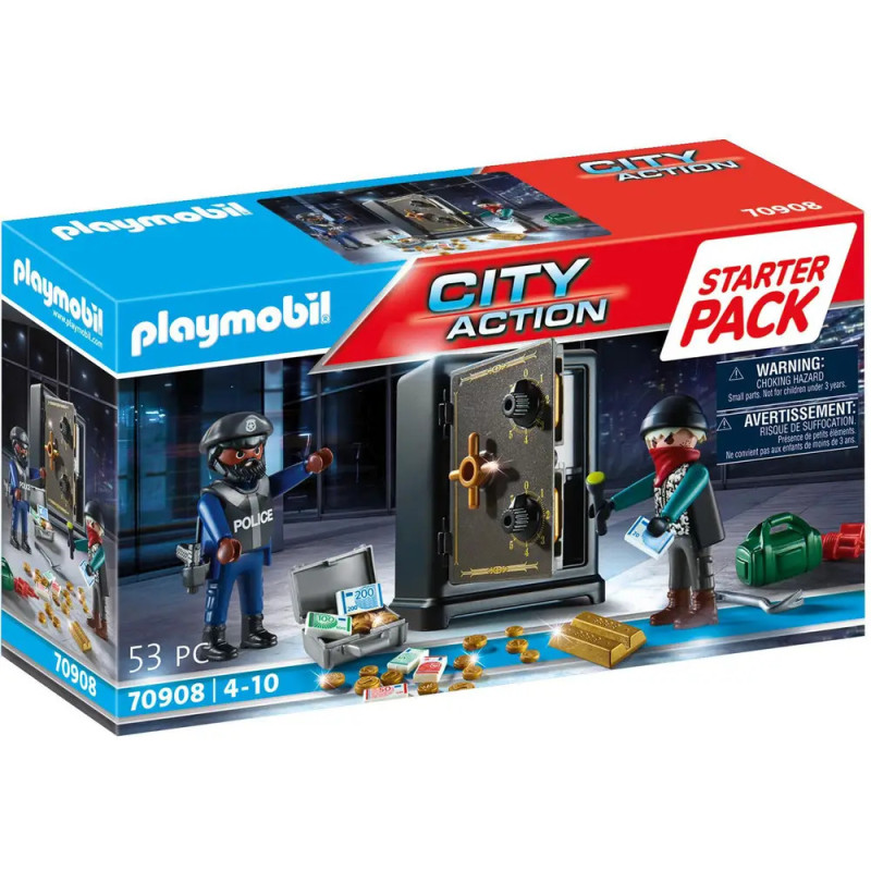 Playmobil City Action Starter Pack mit Polizist, Dieb, Tresor und Zubehör. Für Kinder von 4 bis 10 Jahren.