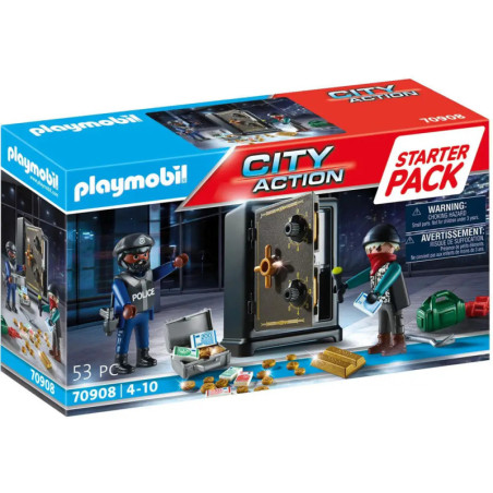 Playmobil City Action Starter Pack mit Polizist, Dieb, Tresor und Zubehör. Für Kinder von 4 bis 10 Jahren.