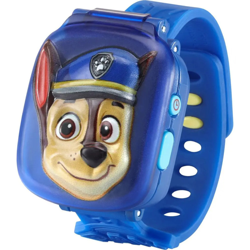 Blaue Kinderuhr mit 3D-Abbildung von Chase, dem Polizeihund aus PAW Patrol, auf dem Zifferblatt. Blaue Kinderuhr mit 3D-Abbildung von Chase, dem Polizeihund aus PAW Patrol, auf dem Zifferblatt.