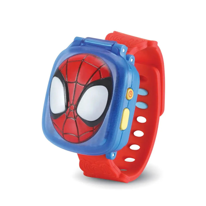 Rote und blaue Kinderuhr mit Spider-Man-Motiv auf dem Display und verstellbarem roten Armband. Rote und blaue Kinderuhr mit Spider-Man-Motiv auf dem Display und verstellbarem roten Armband.