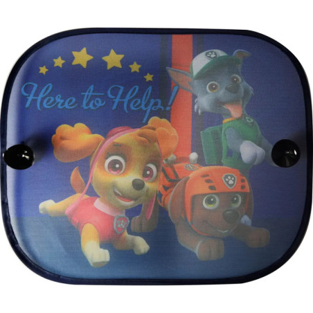 Drei animierte Welpen in Uniformen, darüber Sterne, Schriftzug Here to Help! auf blauem Hintergrund.