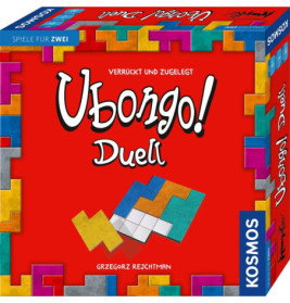 Rote Ubongo! Duell-Box mit bunten Puzzleteilen und deutscher Beschriftung.