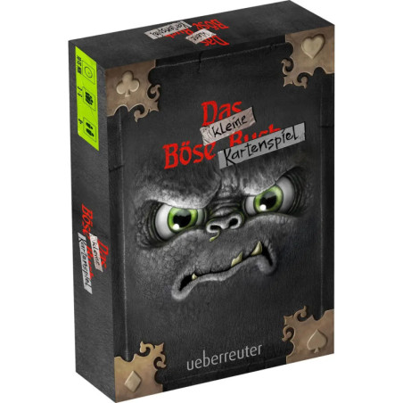 Kartenspiel-Schachtel mit wütendem Monster-Gesicht und der Aufschrift Das kleine böse Buch Kartenspiel.