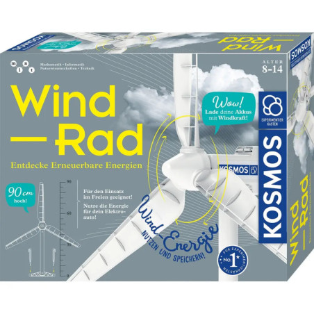 Kosmos Windrad Experimentierkasten mit Modell-Windturbine und Infos zu Windenergie, empfohlen für 8- bis 14-Jährige.
