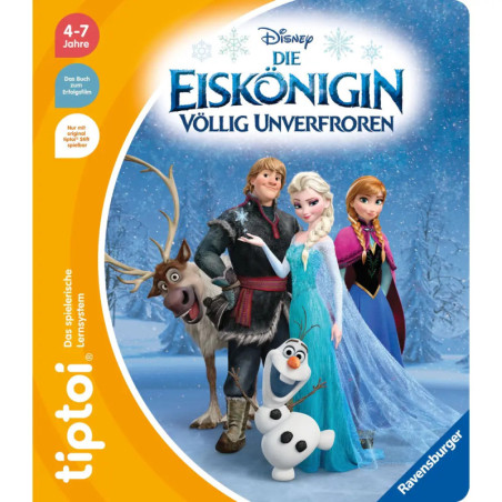 Cover von Die Eiskönigin mit Elsa, Anna, Kristoff, Sven und Olaf vor verschneitem Hintergrund. Cover von Die Eiskönigin mit Elsa, Anna, Kristoff, Sven und Olaf vor verschneitem Hintergrund.