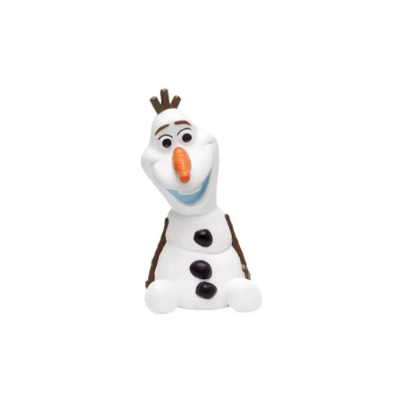 Spielzeugfigur von Olaf, dem Schneemann aus Frozen, mit Möhrennase, Astarmen und fröhlichem Gesicht.