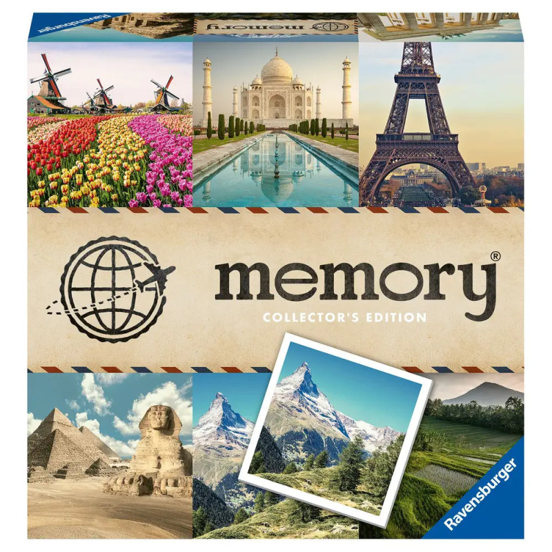 Schachtel der Memory Collectors Edition mit berühmten Welt-Sehenswürdigkeiten und Ravensburger-Logo. Schachtel der Memory Collectors Edition mit berühmten Welt-Sehenswürdigkeiten und Ravensburger-Logo.