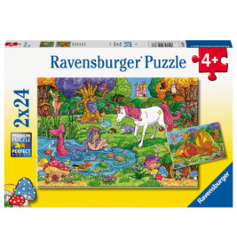Ravensburger Puzzlebox: Einhorn, Meerjungfrau, Waldmotiv ab 4 Jahren 24 Teile pro Puzzle.