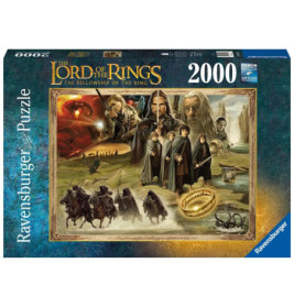 Ravensburger Puzzle, 2000 Teile, mit Motiv aus Der Herr der Ringe: Die Gefährten (Filmartwork) auf der Box.