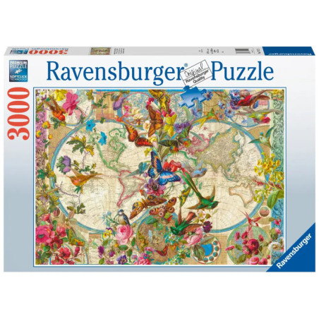 Ravensburger Puzzle 17117 Weltkarte mit Schmetterlingen 3000 Teile Puzzle