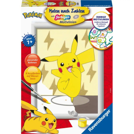Malset-Box mit Pikachu aus Pokémon, Malutensilien und Blitz-Hintergrund. Malset-Box mit Pikachu aus Pokémon, Malutensilien und Blitz-Hintergrund.