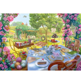 Schmidt Spiele 59974 Tee im Garten, JUNE'S JOURNEY Puzzle 1.000 Teile
