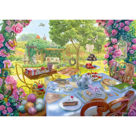 Schmidt Spiele 59974 Tee im Garten, JUNE'S JOURNEY Puzzle 1.000 Teile