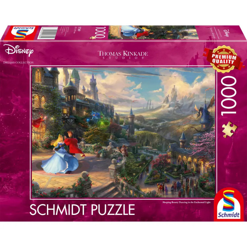 Schmidt Spiele 57369 Disney, Sleeping Beauty Dancing in The Enchanted Light, Thomas Kinkade Puzzle 1.000 Teile - DISNE