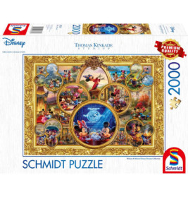 Schmidt Puzzlebox mit 2000 Teilen, Motiv: Disneys Mickey und Minnie im goldenen Rahmen.