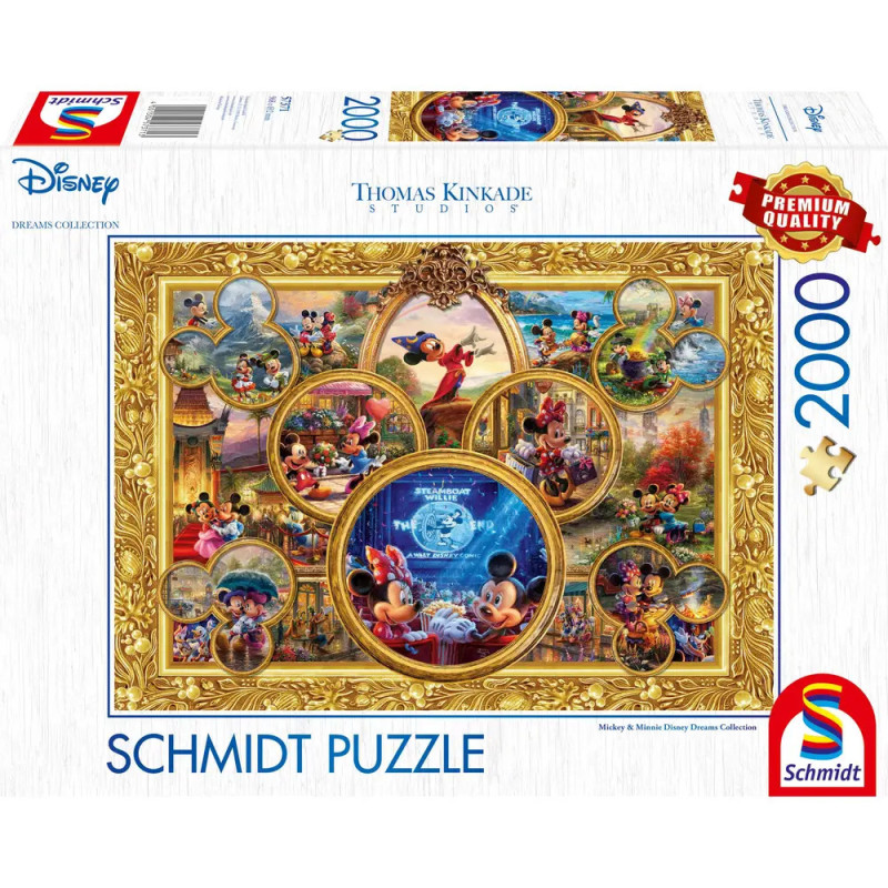 Schmidt Puzzlebox mit 2000 Teilen, Motiv: Disneys Mickey und Minnie im goldenen Rahmen. Schmidt Puzzlebox mit 2000 Teilen, Motiv: Disneys Mickey und Minnie im goldenen Rahmen.