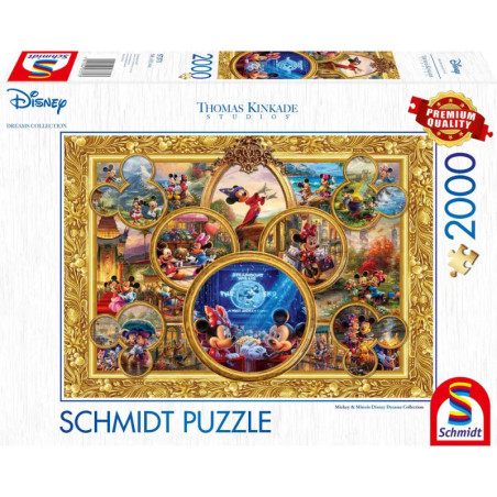 Schmidt Spiele 57371 Disney, Mickey & Minnie, Dream Collage II, Thomas Kinkade Puzzle 1.000 Teile - DISNEY