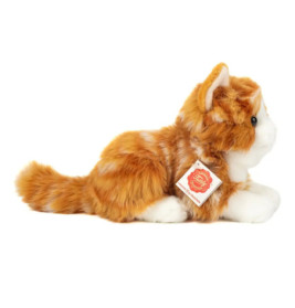 Teddy Hermann Katze liegend, rot getigert, 20 cm