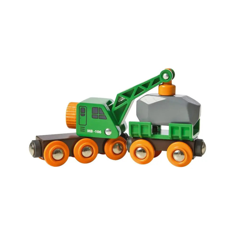 Ravenburger 63369800 Grüner Kranwagen mit Anhänger und Fracht BRI Bahn