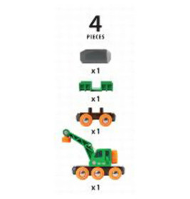 Ravenburger 63369800 Grüner Kranwagen mit Anhänger und Fracht BRI Bahn