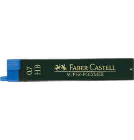 Faber-Castell 0.7 HB Super-Polymer-Minen in Schachtel mit blauem Deckel.