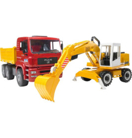 MAN TGA Kipp-LKW und Liebherr Schaufelbagger