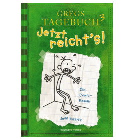 Grünes Cover von Gregs Tagebuch 3: Jetzt reichts! mit Cartoon-Junge und Schrift im Handschriftstil.