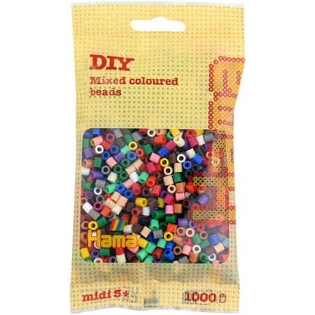 Hama® Bügelperlen Midi - Vollton Mix 1000 Perlen (22 Farben)