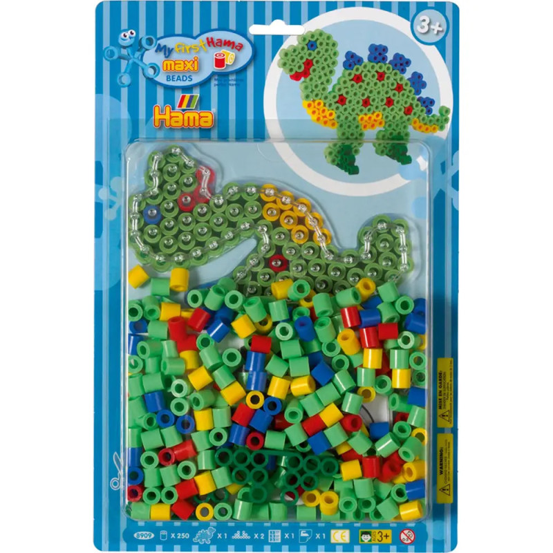 Hama® Bügelperlen Maxi - Blisterset Dino - 1 Stiftplatte Dinosaurier, 250 Perle