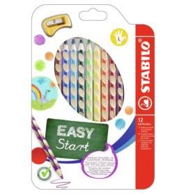 Ergonomischer Buntstift für Linkshänder - STABILO EASYcolors - 12er Pack mit Spitzer - mit 12 verschiedenen Farben