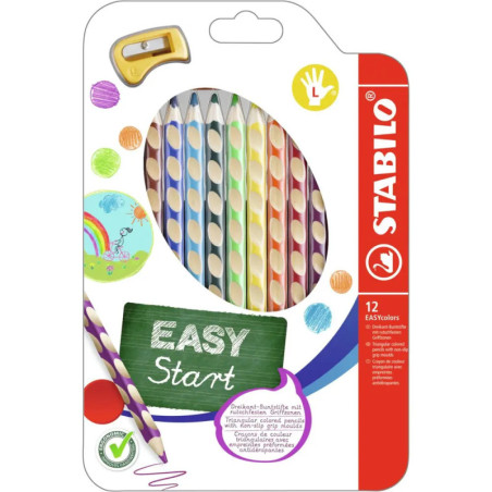 Ergonomischer Buntstift für Linkshänder - STABILO EASYcolors - 12er Pack mit Spitzer - mit 12 verschiedenen Farben Ergonomischer Buntstift für Linkshänder - STABILO EASYcolors - 12er Pack mit Spitzer - mit 12 verschiedenen Farben