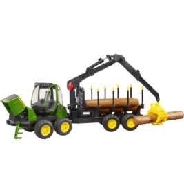 John Deere 1210E Rückezug mit 4 Baumstämmen und Holzgreifer