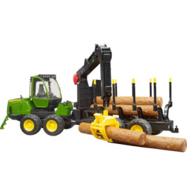 John Deere 1210E Rückezug mit 4 Baumstämmen und Holzgreifer