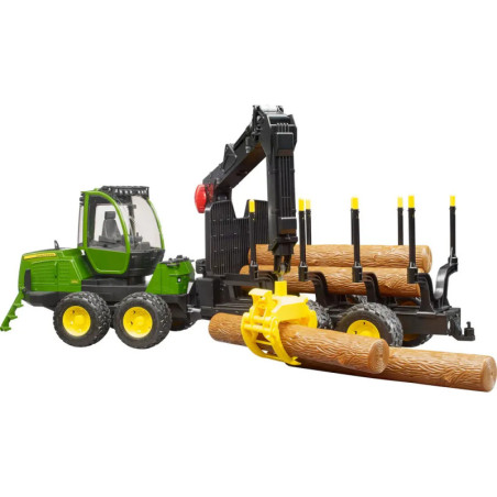 John Deere 1210E Rückezug mit 4 Baumstämmen und Holzgreifer