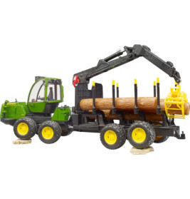 John Deere 1210E Rückezug mit 4 Baumstämmen und Holzgreifer