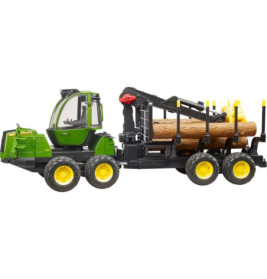 John Deere 1210E Rückezug mit 4 Baumstämmen und Holzgreifer